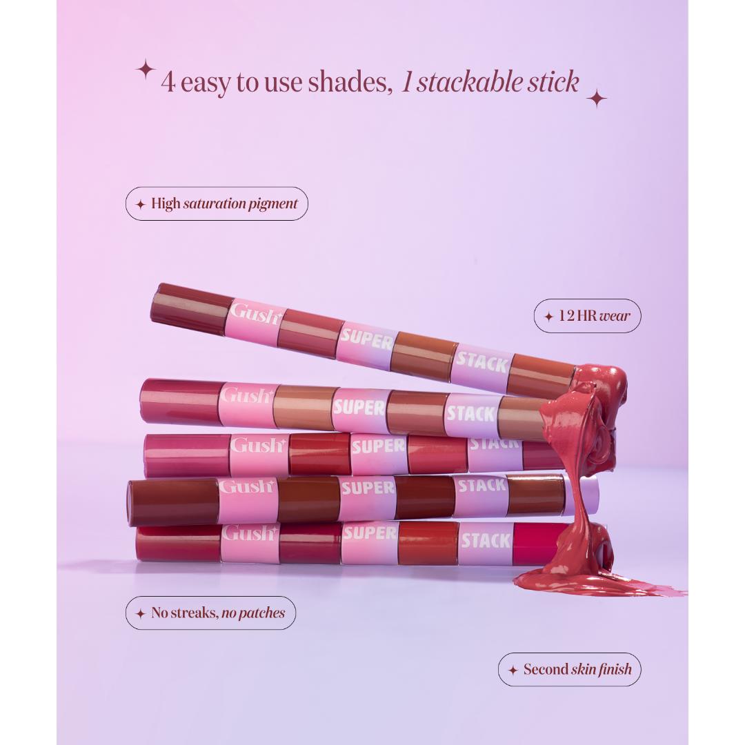 Gush Beauty Super Stack Conditioning and Pigmented 4 in 1 Liquid Lipstick Stack- 8.4 g