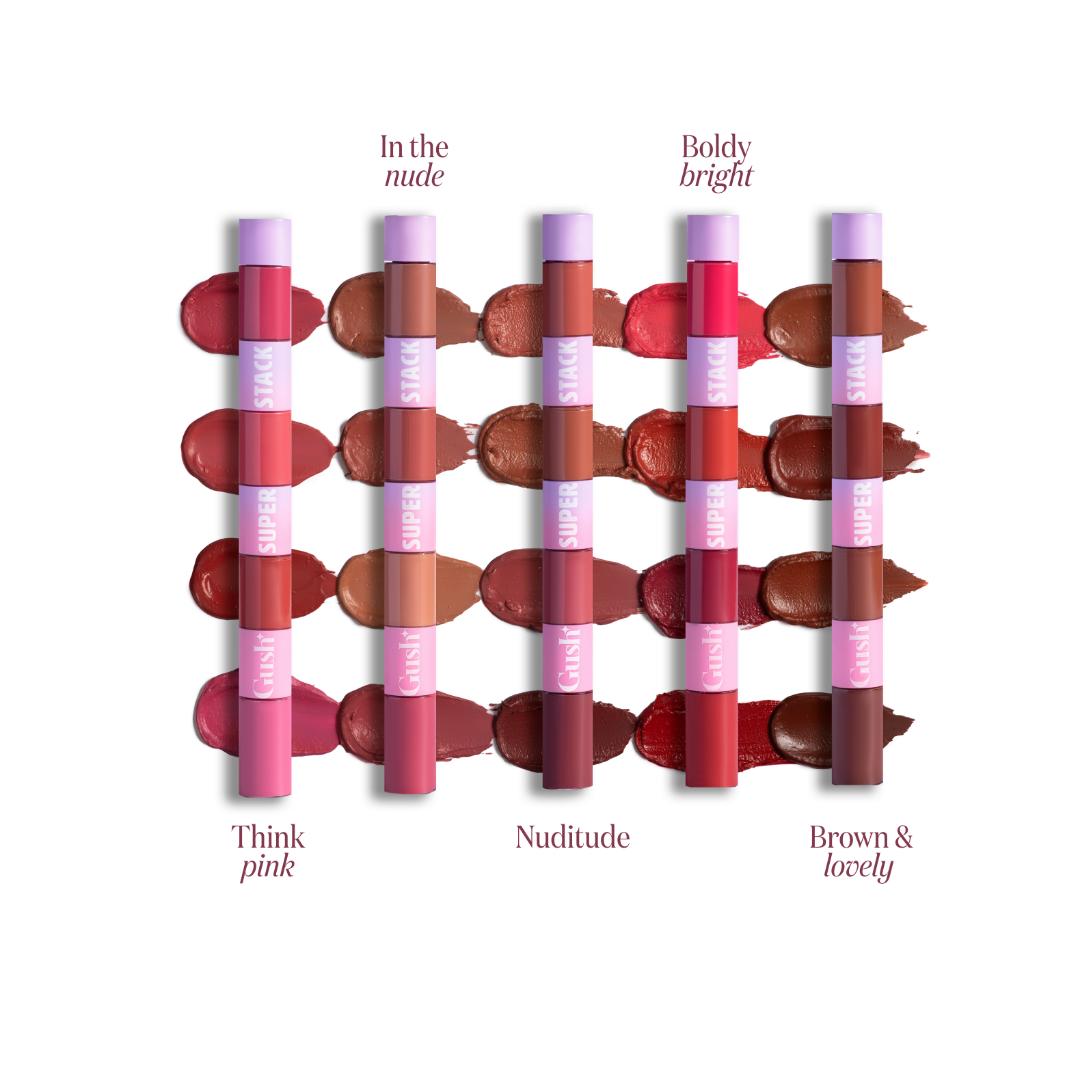 Gush Beauty Super Stack Conditioning and Pigmented 4 in 1 Liquid Lipstick Stack- 8.4 g