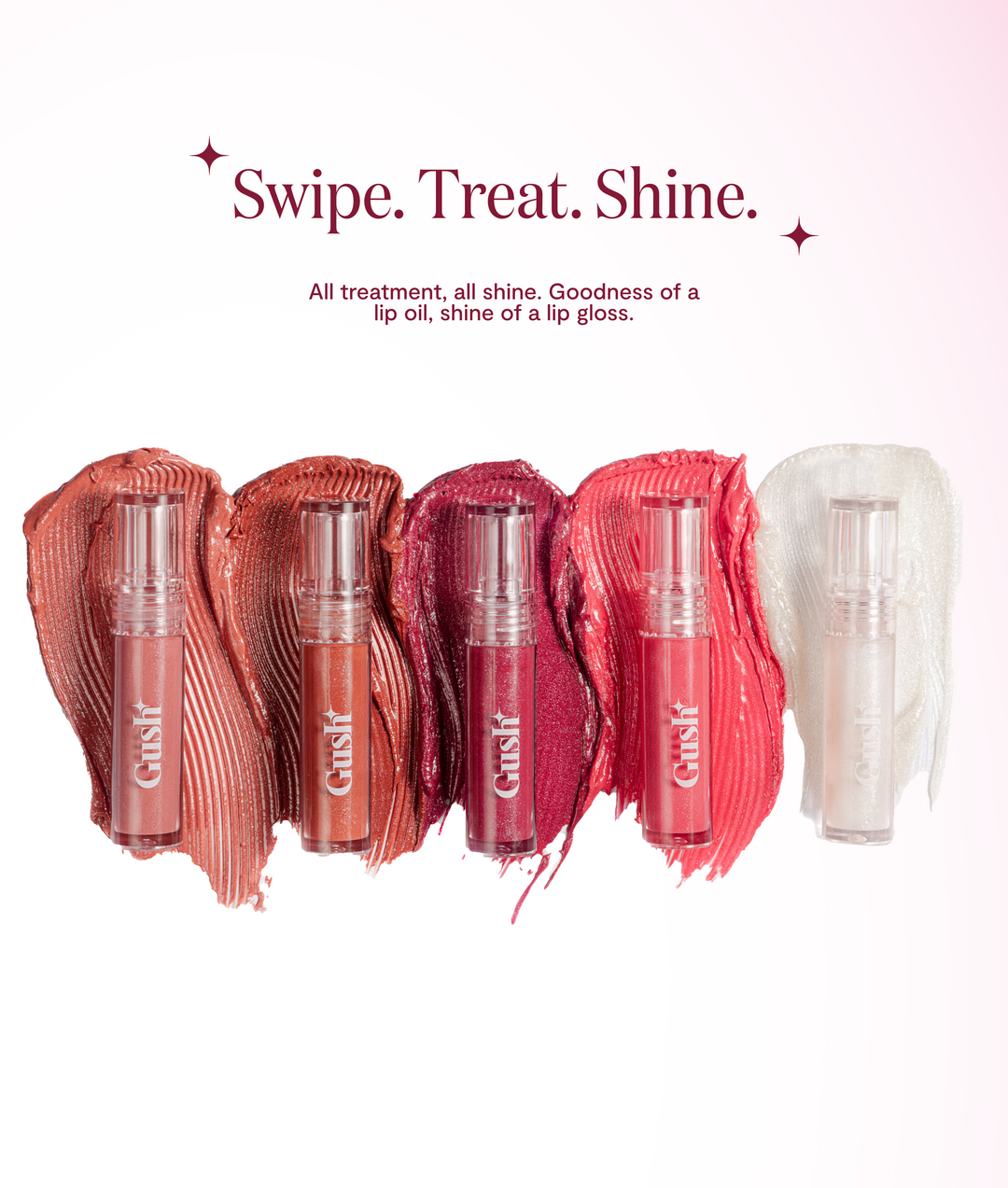 Gush Beauty Glaze Lip Oil Gloss High Shine & Hydrating Clear gloss