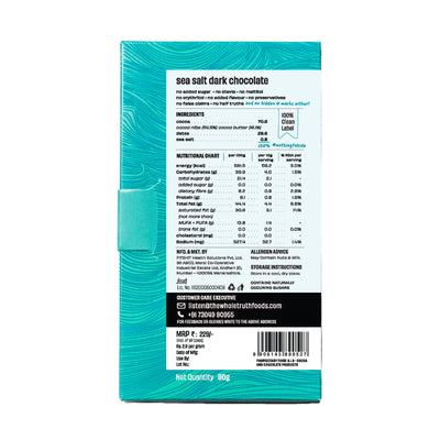 Sea Salt Dark Chocolate | No Added Sugar | Pack of 2 (80g each)