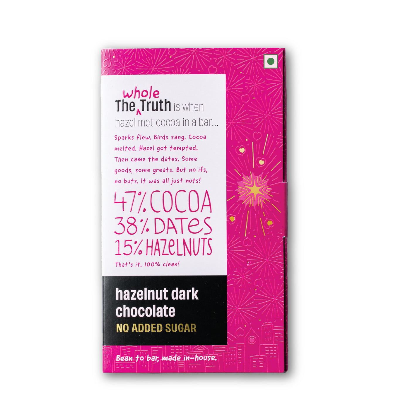 Hazelnut Dark Chocolate | No Added Sugar | Pack of 2 (80g each)
