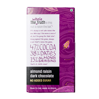 Almond Raisin Dark Chocolate | No Added Sugar | Pack of 2 (80g each)