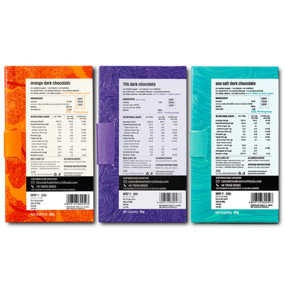 Dark Chocolate Combo - Orange, Sea Salt & Dark Chocolate | Pack of 3 (80g each)