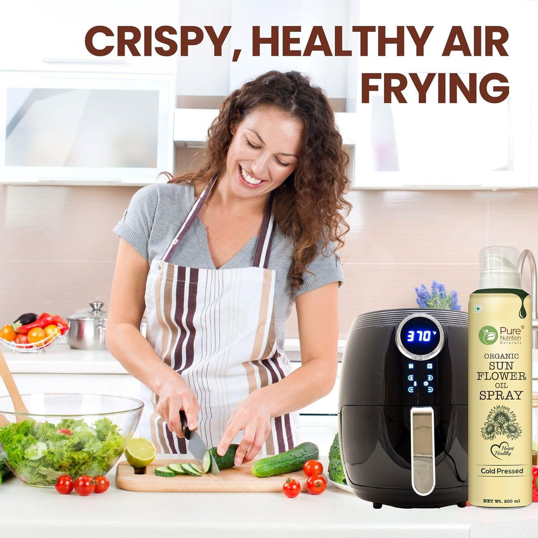 Sunflower Oil Cooking Spray 200ml | 100% Pure, Healthy Cooking, Low-Calorie Meals, Ideal for Frying