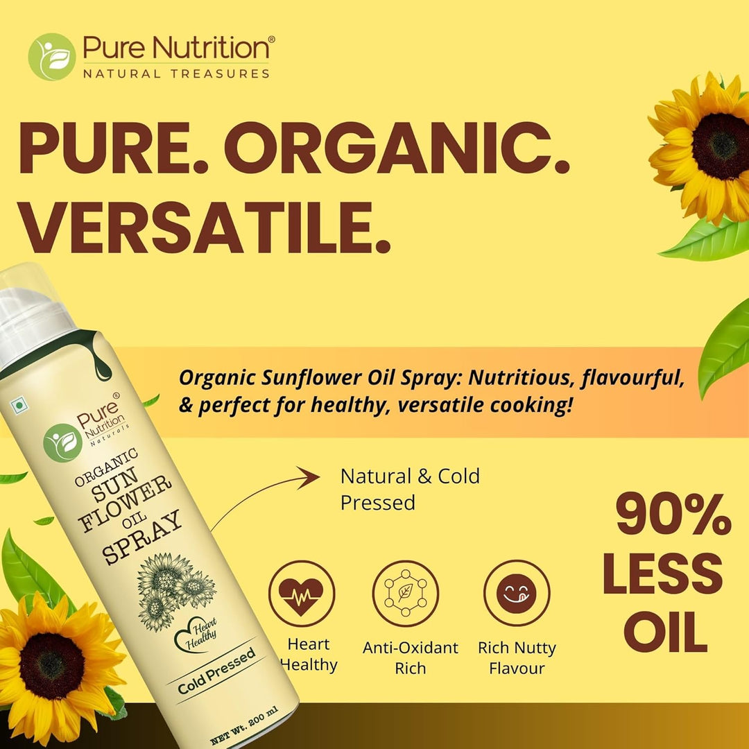 Sunflower Oil Cooking Spray 200ml | 100% Pure, Healthy Cooking, Low-Calorie Meals, Ideal for Frying