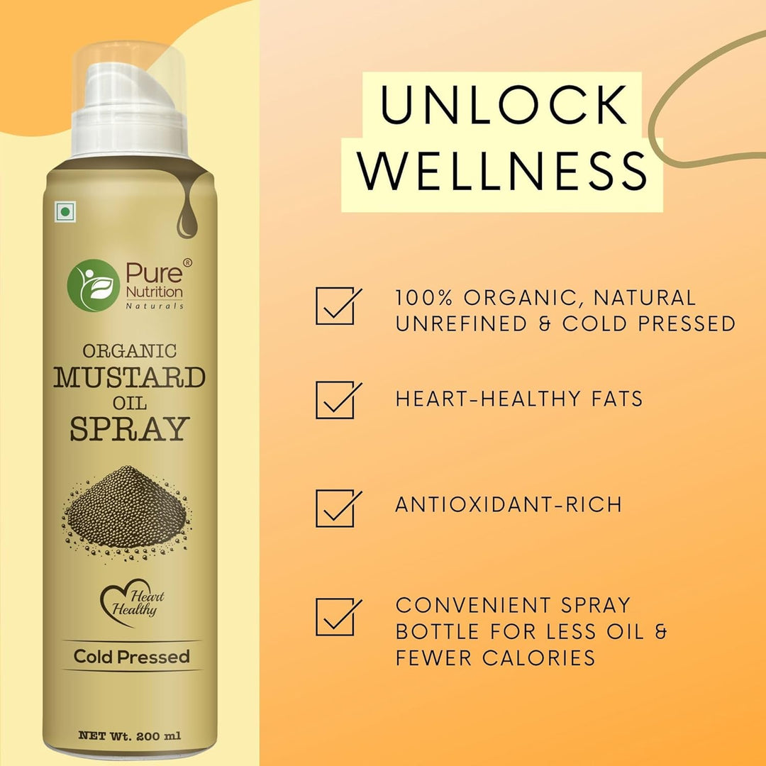 Organic Mustard Oil Spray 200ml | Cold-Pressed & Pure for Cooking