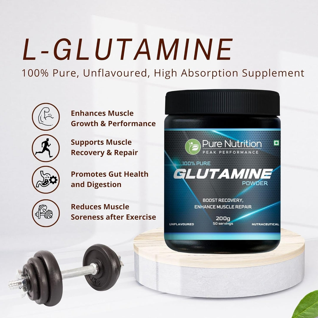 Pure L-Glutamine Powder 200g | Unflavoured Recovery & Workout Nutrition Supplement