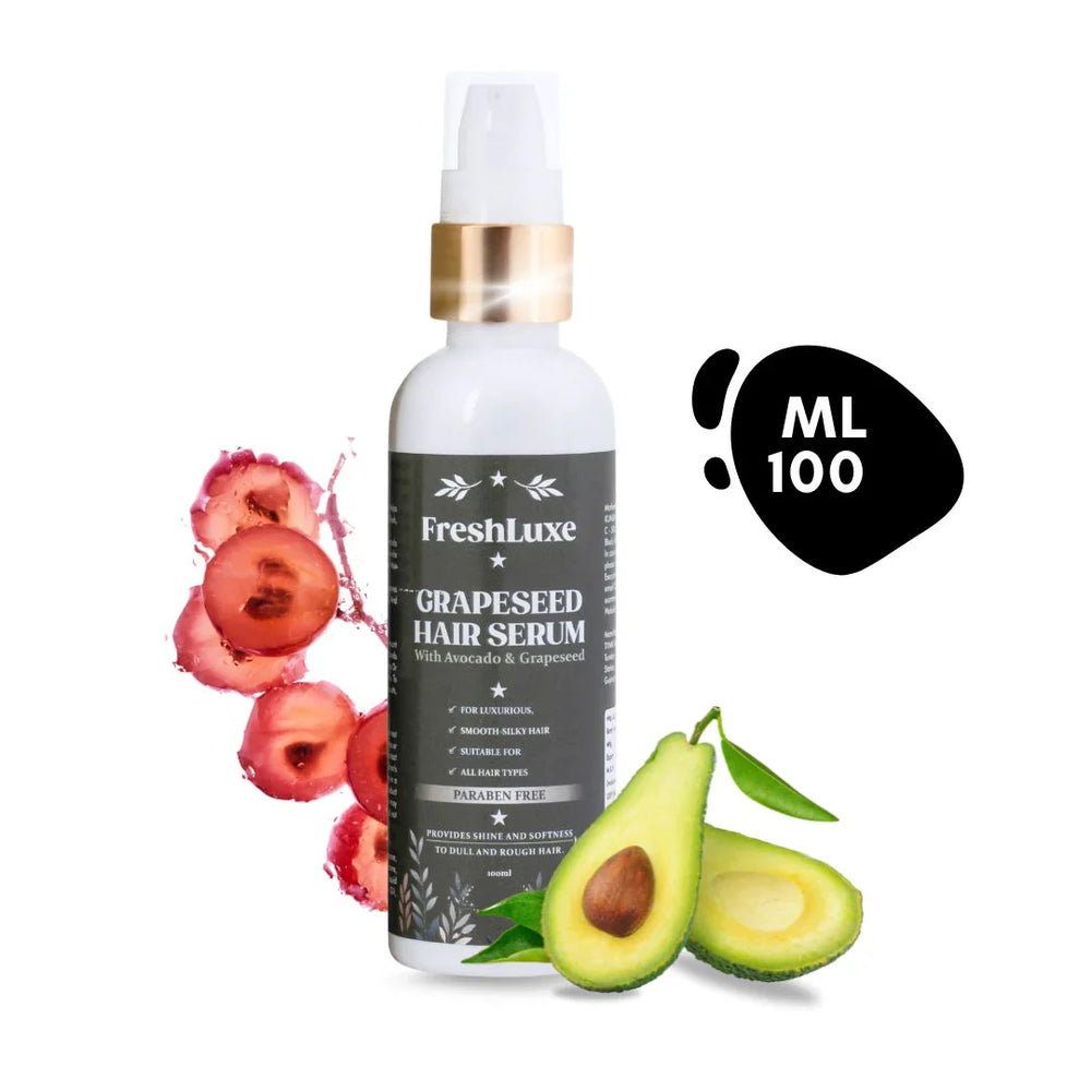 Grape Seed Hair Serum | Avocado & Grape Seed Oil | Frizz Control & Dandruff-free | Unisex | 100ml