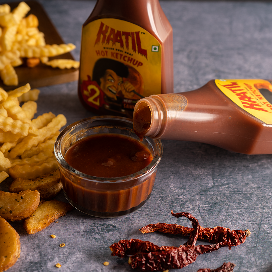Kaatil Hot Ketchup No. 2 | Perfectly Hot and Sweet | Mild Heat | Vegan (400gms)