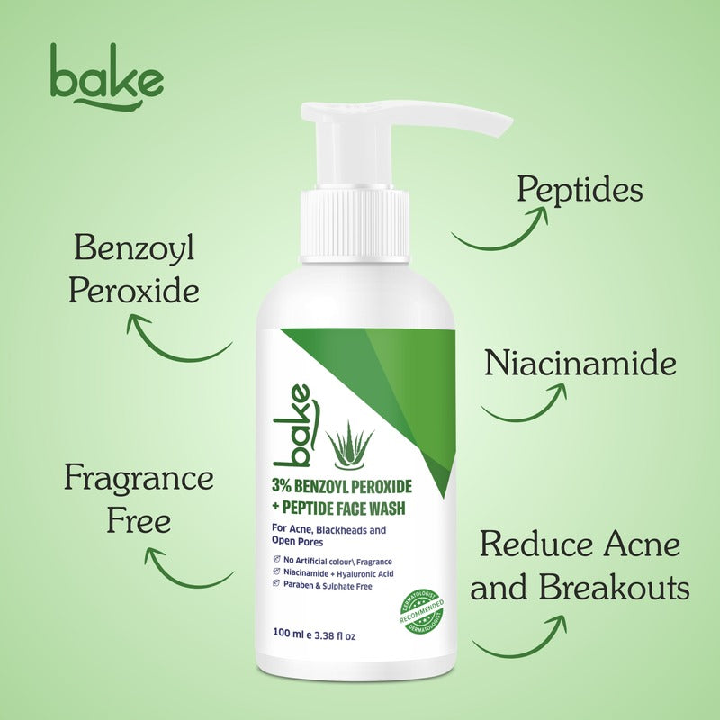 3% Benzoyl Peroxide Face Wash with Peptides – Clears Acne, Pores & Blackheads