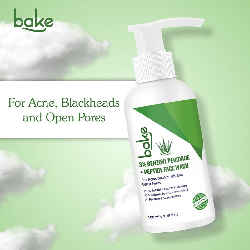 3% Benzoyl Peroxide Face Wash with Peptides – Clears Acne, Pores & Blackheads