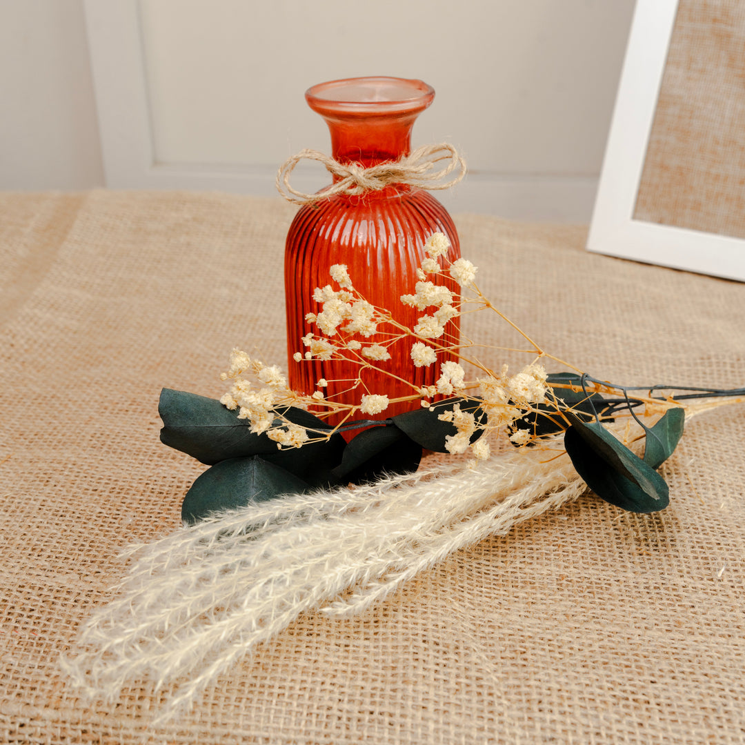 Amber Haven Large Glass Vase with Dried Flowers | Elegant Home Décor