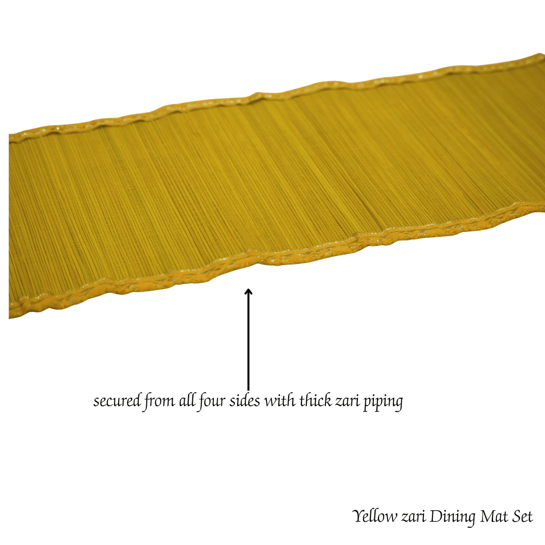 Zari Series | Bamboo Coasters (Set of 6) - Sun Yellow with Canary Zari Weave