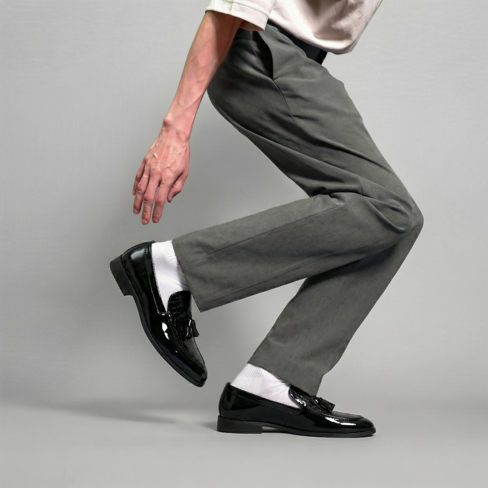 Tassio Patent Black Tassel Loafers