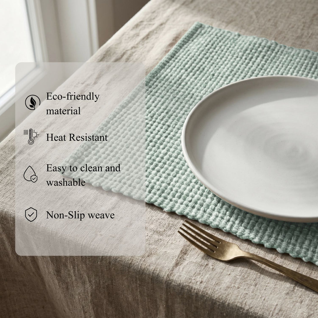 Country Village Cotton Placemats - Woven Weaved Design