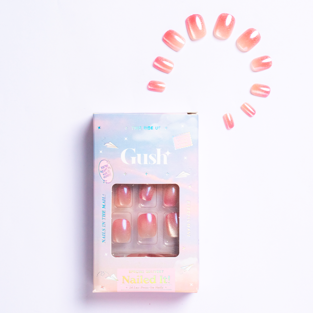 Tangerine Crystal | Medium Squoval, Press-On Nails