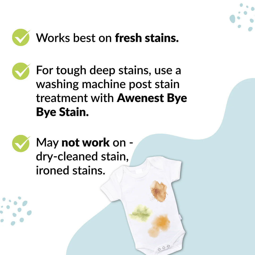 Instant Stain Remover Fabric Spray for Food Stains - awenest Bye Bye Food Stain, works on 50+ Food and Blood Stains on-the-go Pack of 3 x 30 ml