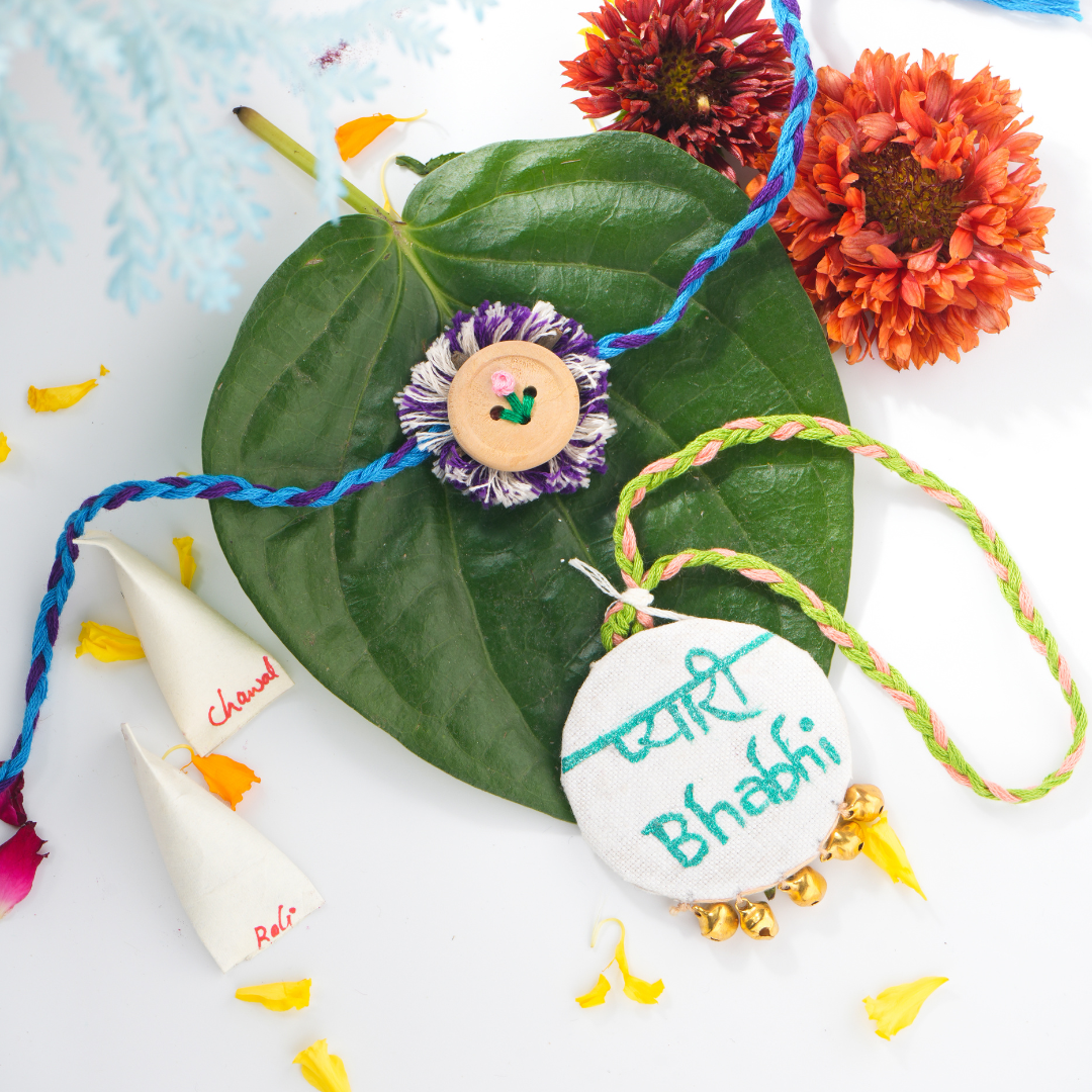 Ecokari Embellished Bhai - Bhabhi Rakhi and Lumba Set