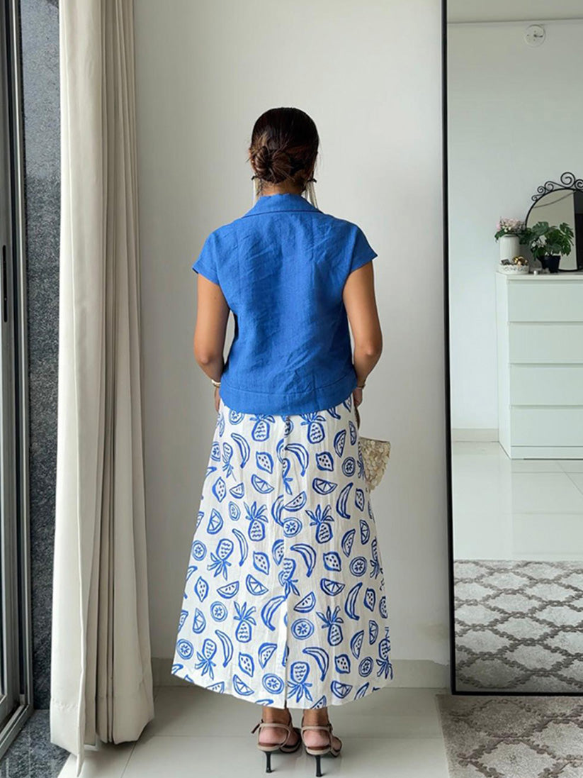 BLUE LAGOON - PRINTED LINEN CO-ORD SET