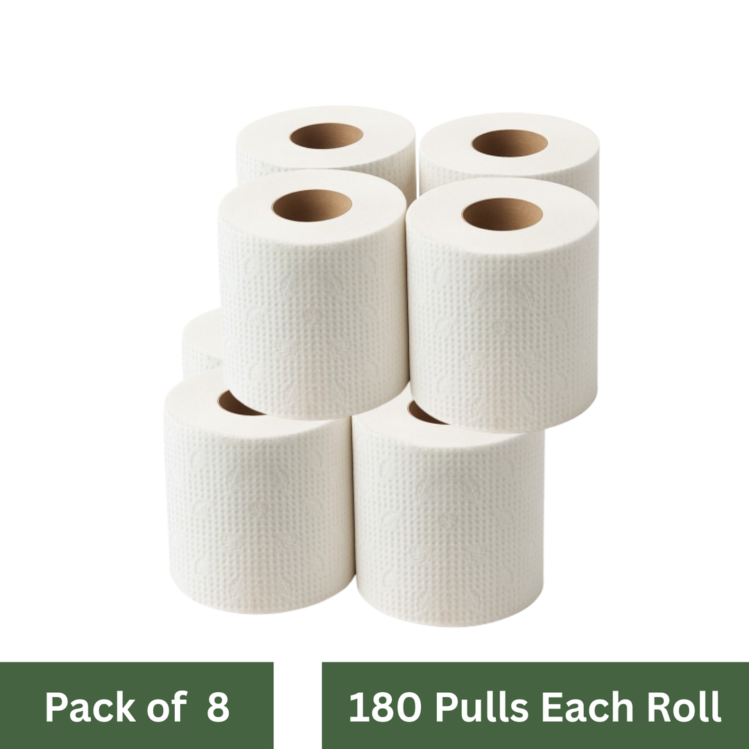 Imvelo 2 Ply Toilet Tissue Rolls - 180 Pulls Each Roll - Soft, Highly Absorbent, Septic Safe, 100% Virgin Pulp, OBA-Free Tissue Paper Roll, Bathroom Toilet Roll - Family Pack