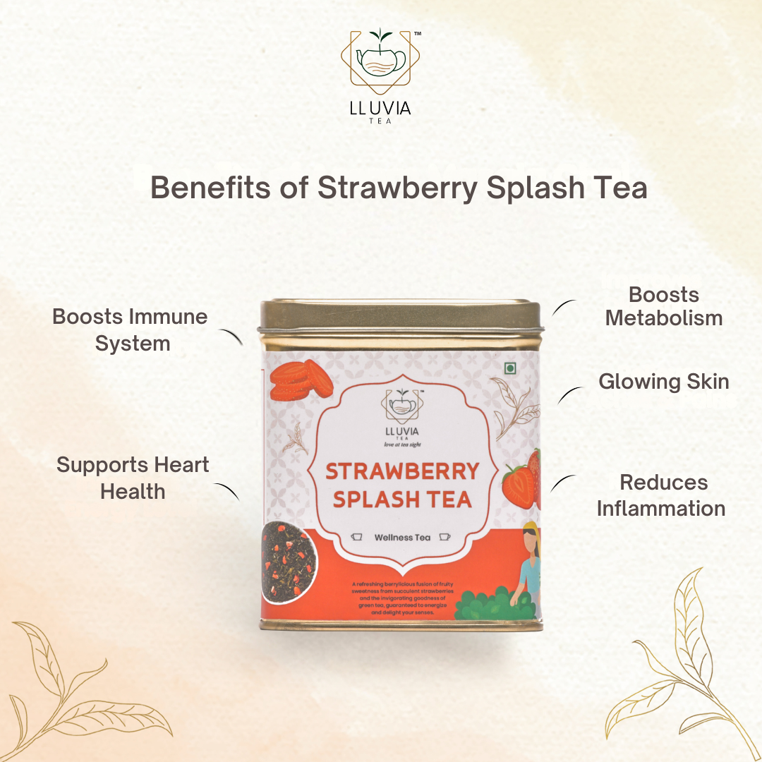 Lluvia Tea Strawberry Splash Tea - Mood Enhancement | Bone Health | Blood Sugar Regulation (50 gm)