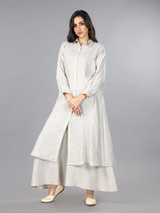 Gothilo Natural Linen Shirt Style Kurta and Palazzo Set