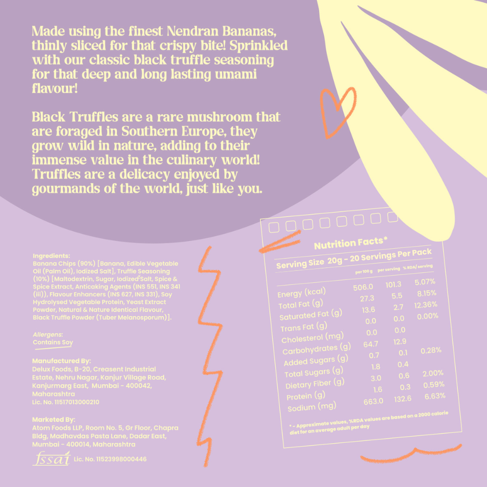 Atom Eats Truffle Banana Chips Party Pack |  400g Pack by Atom Eats