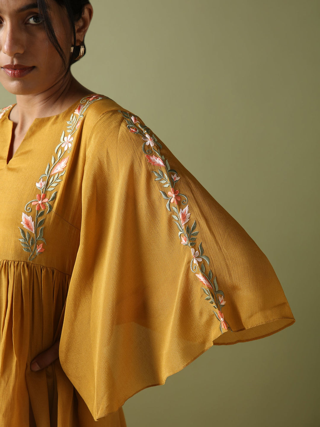 Dhwani Choksi Embroidered Tunic - Mustard
