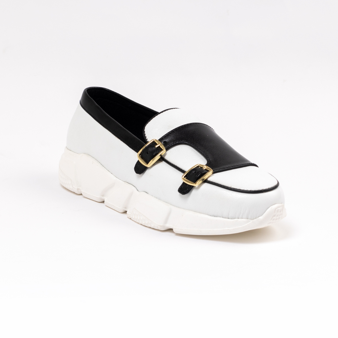 Monkstory Chunky Double Monk Sneakers - White/Black