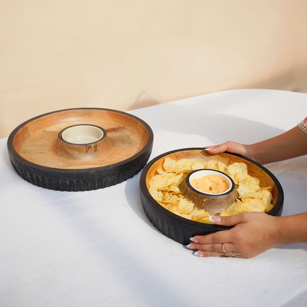Muun Home Dual Tone Wooden Chip N Dip