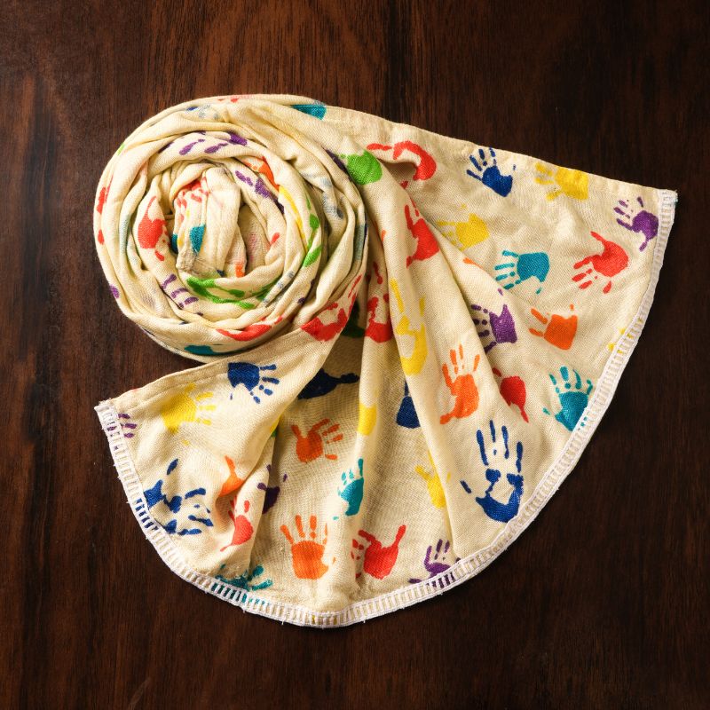 Ecokari Soft Hand-printed Muslin Stole for Women