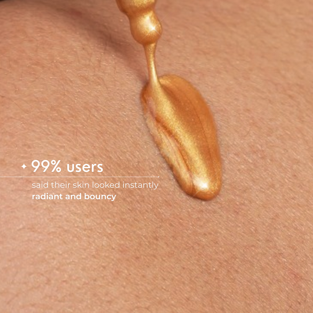 Skinvest Molten Gold Shimmer Body Oil Drops with Micro-Fine Champagne Shimmer & 10 Botanical Oils | Transfer Proof Glow, Deep Hydration, Non-Greasy | Free Luxe Buff Body Brush | 50ml