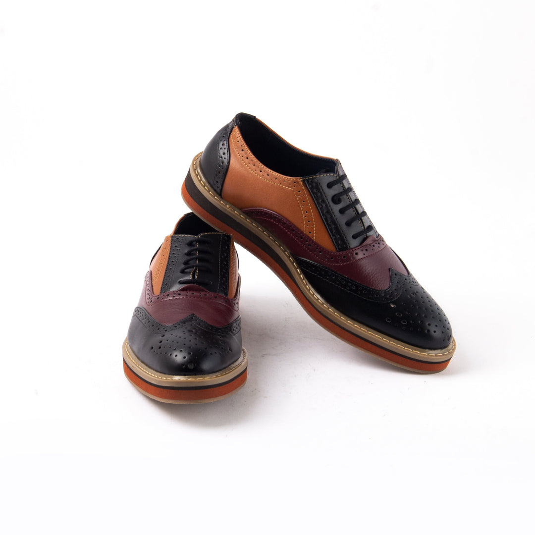 Monkstory Beverly Tricolour Brogues - Black