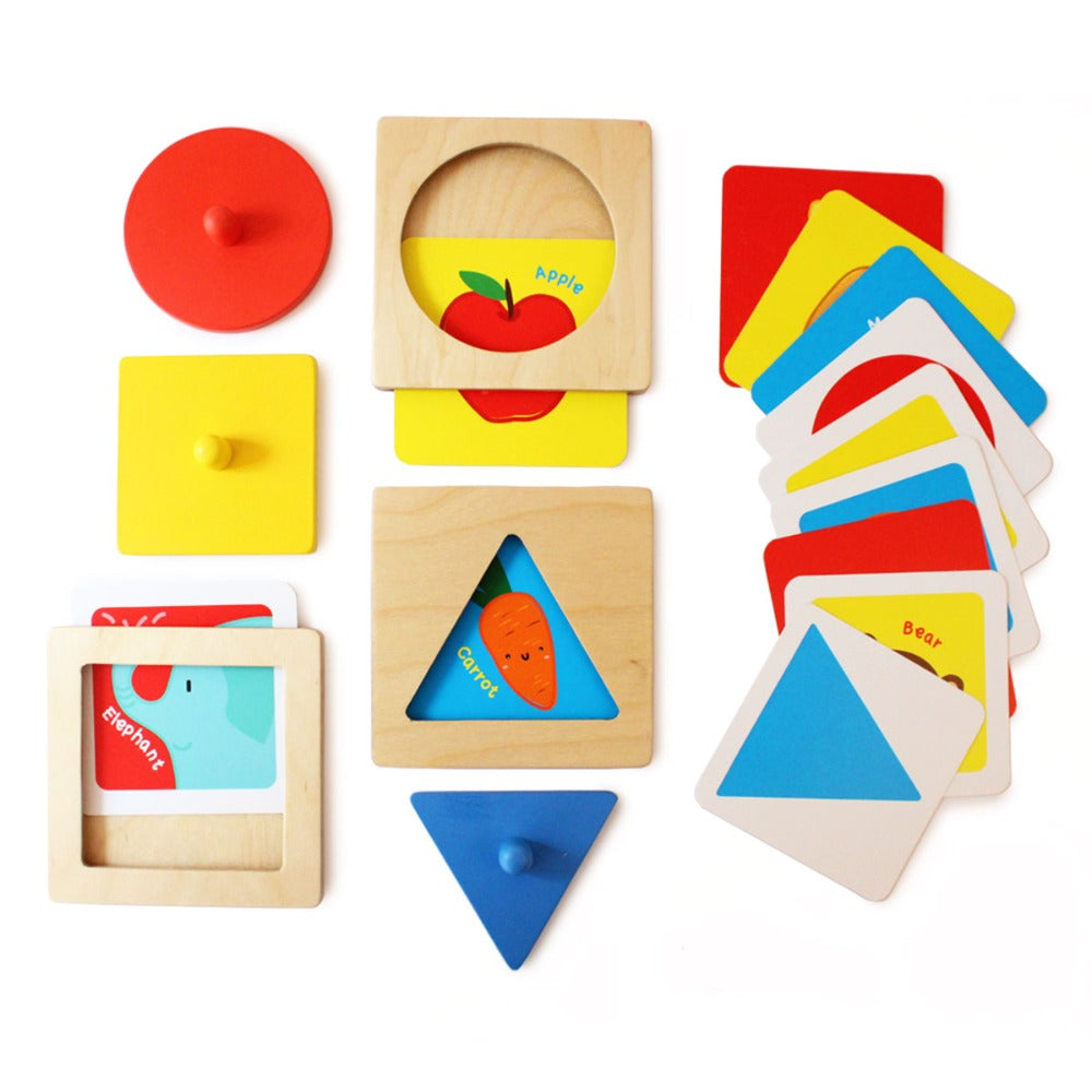 Shumee Montessori Wooden Shapes Peg Puzzle - Set of 3