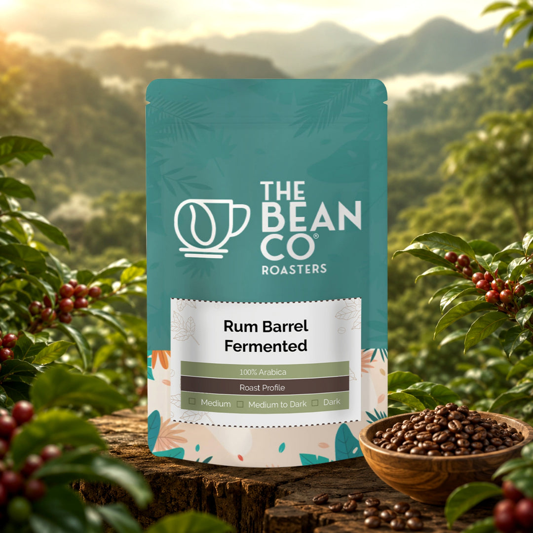 The Bean Co Roasters Barrel Fermented Coffee Combo Pack | Brandy, Rum, Whiskey, Wine Barrel Fermented Coffee | 100% Arabica | Pack of 4 x 150g