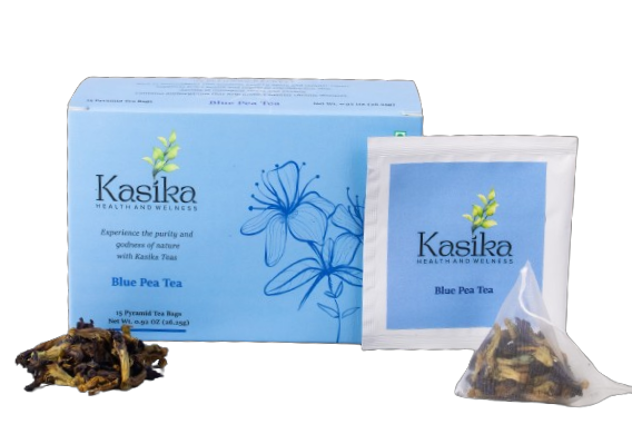 Kasika Butterfly Blue Pea Flower Herbal Tea – 15 Pyramid Tea Bags | 100% Natural, Caffeine-Free | Rich in Antioxidants | Color-Changing Herbal Tea | Supports Eye Health & Skin Vitality | Hot & Iced | Vegan & Gluten-Free