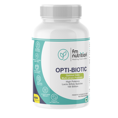 FM Nutrition Opti-Biotic I Multi-Strain Daily Probiotic I  100 Billion CFU of  Multi-Strains I Probiotic-Prebiotic-Postbiotic I  Gluten-free I Vegan I Stomach acid resistant I 60 Delayed-Release Caps