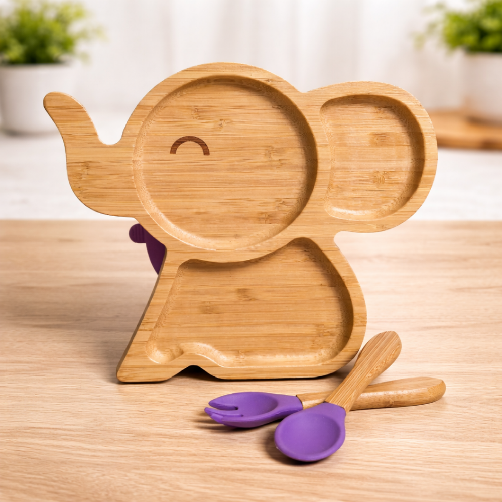 ADORABLE ELEPHANT DESIGN — Cute elephant-shaped section plate that turns mealtimes into a fun experience for toddlers and kids