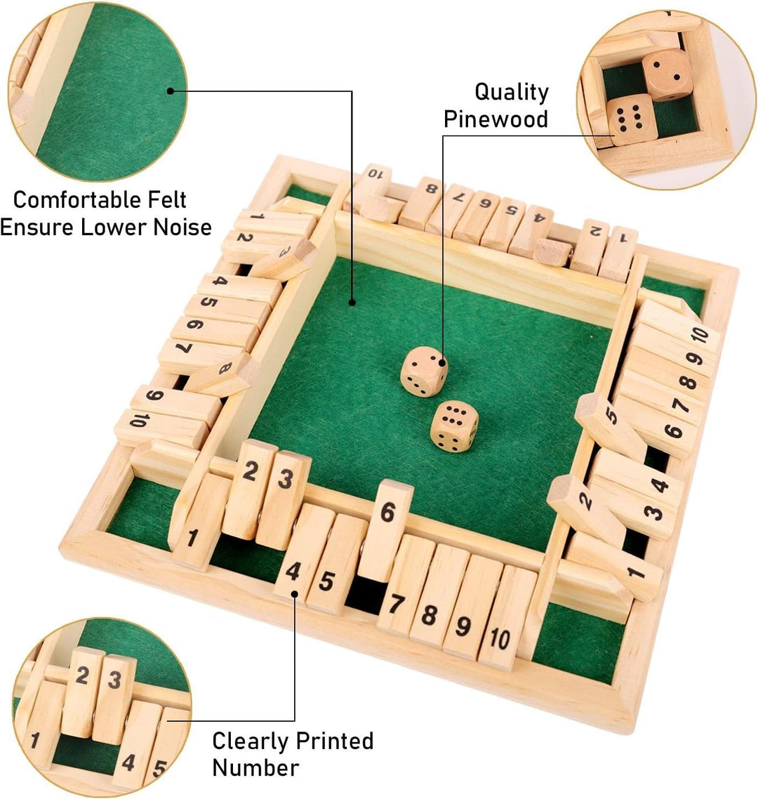 Wudly Wooden Classic Shut the Box Dice Game