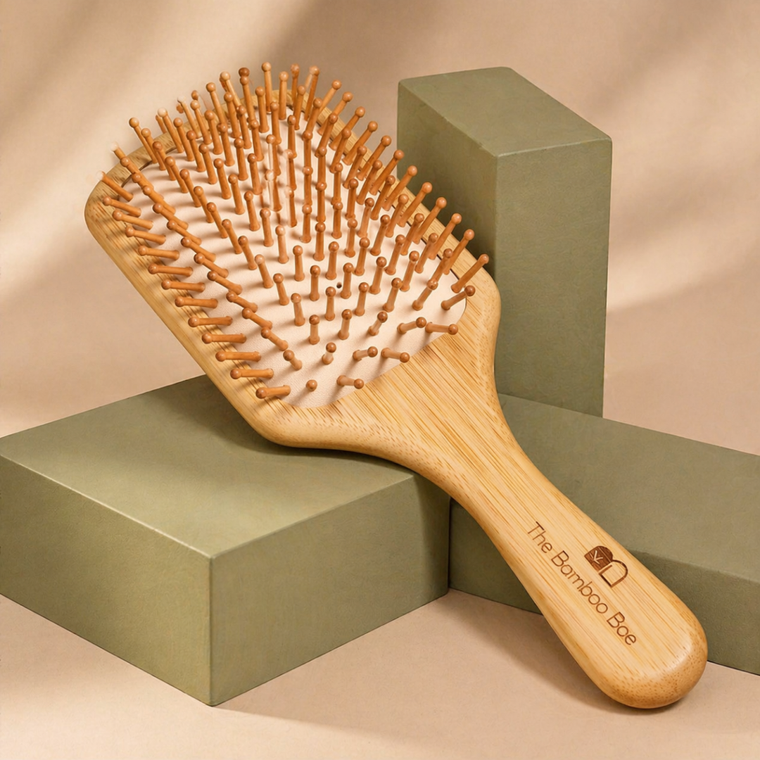 The Bamboo Bae Bamboo Hair Brush | Paddle Brush for Women & Men | Anti Static | Eco Friendly | Natural Bamboo & Steel Bristles