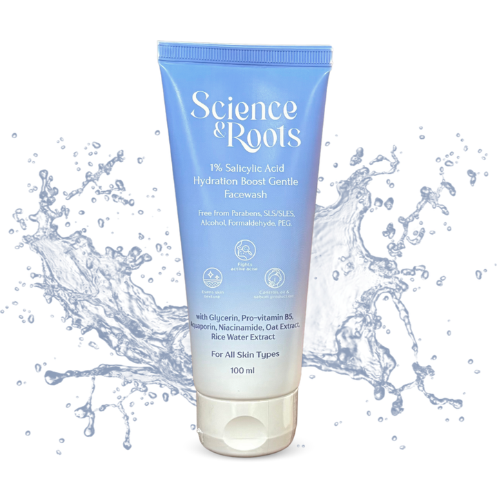 Science & Roots 1% Salicylic Acid Hydration Boost Gentle Facewash | Fights acne and reduces acne marks | Controls Oil | Suitable for sensitive skin | All skin types