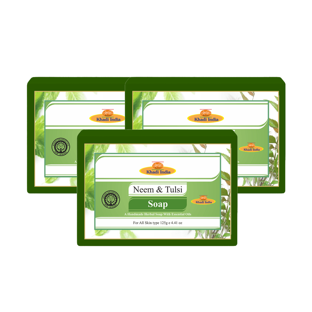 Khadi Care Herbal Neem Tulsi Soap - Pack of 3 125 gm  each