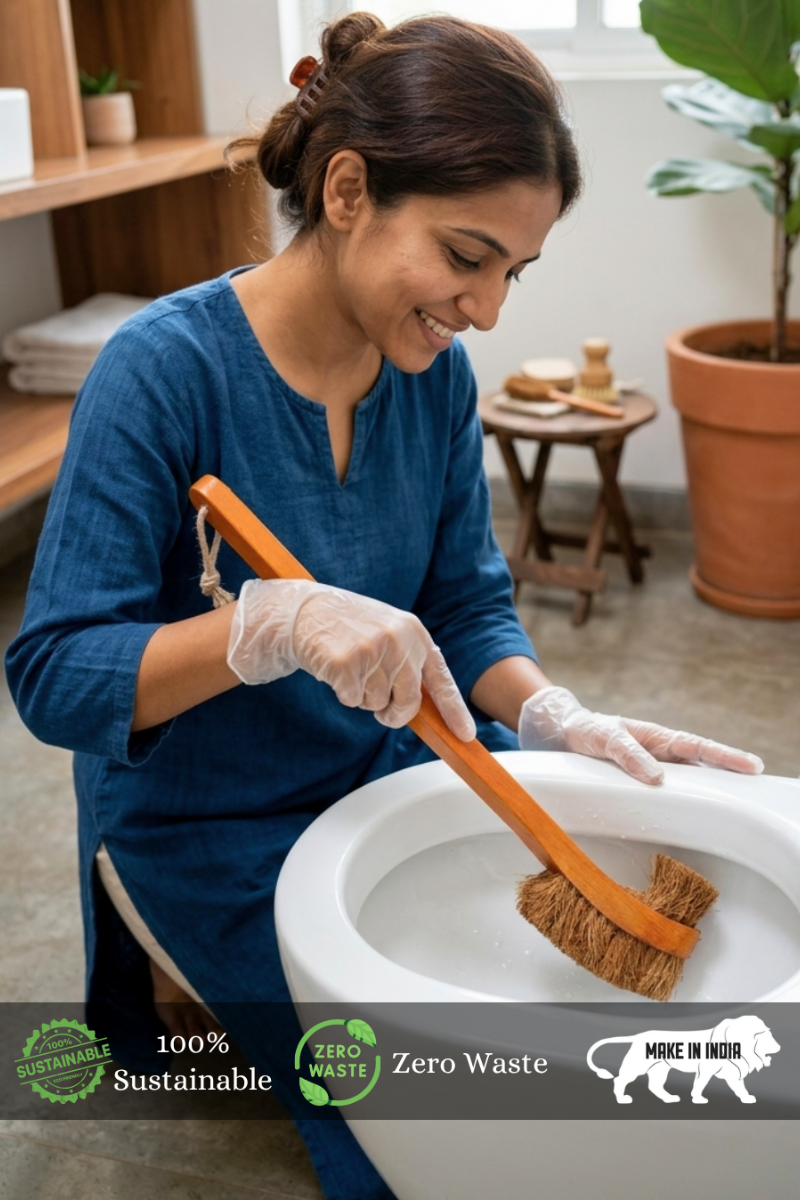 Almitra Sustainables Coconut Coir Double Hockey Toilet Brush