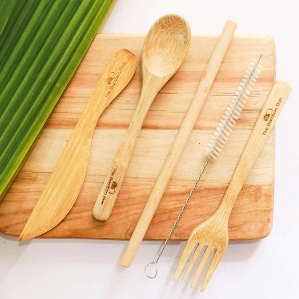 Bamboo Cutlery | Eco Friendly Travel Cutlery | Handcrafted Cutlery Spoon Fork Knife Bamboo Straw