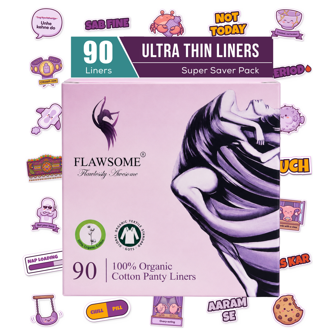 Flawsome - 100% Organic Cotton Panty Liners (Pack of 20/30/60/90)