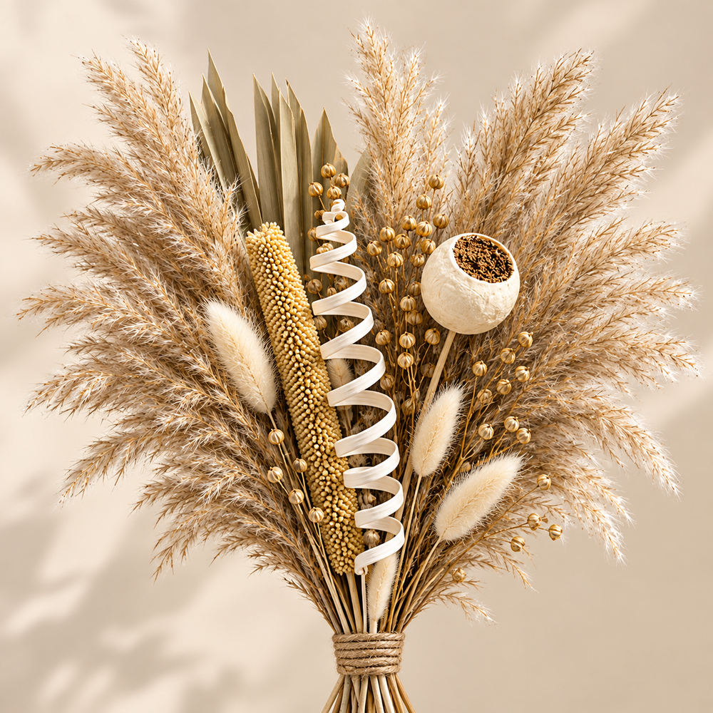 Sable Cotele – Pampas Arrangement in Ribbed Ceramic Vase