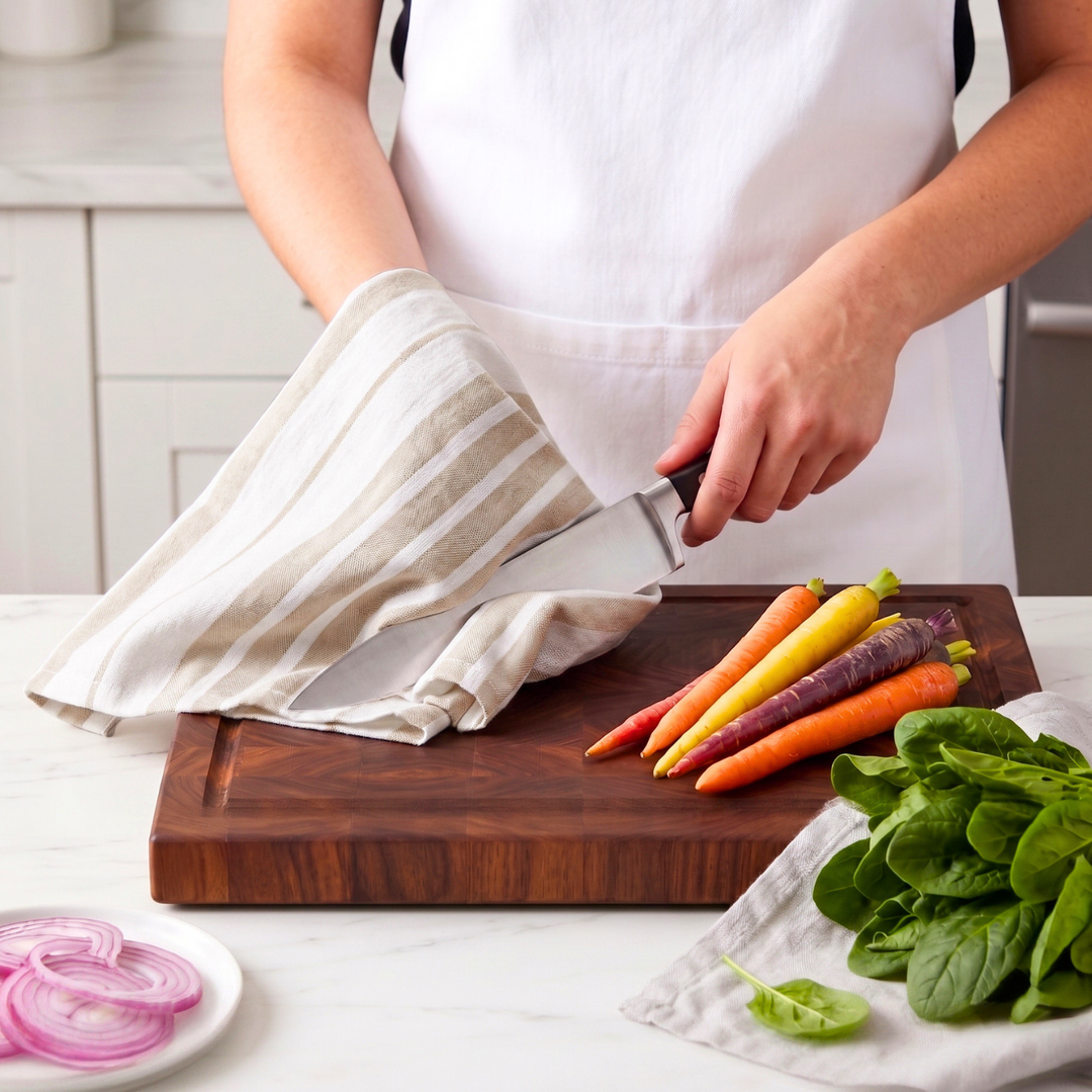 Striped & Checked Cotton Dish Towels ( Set of 3)