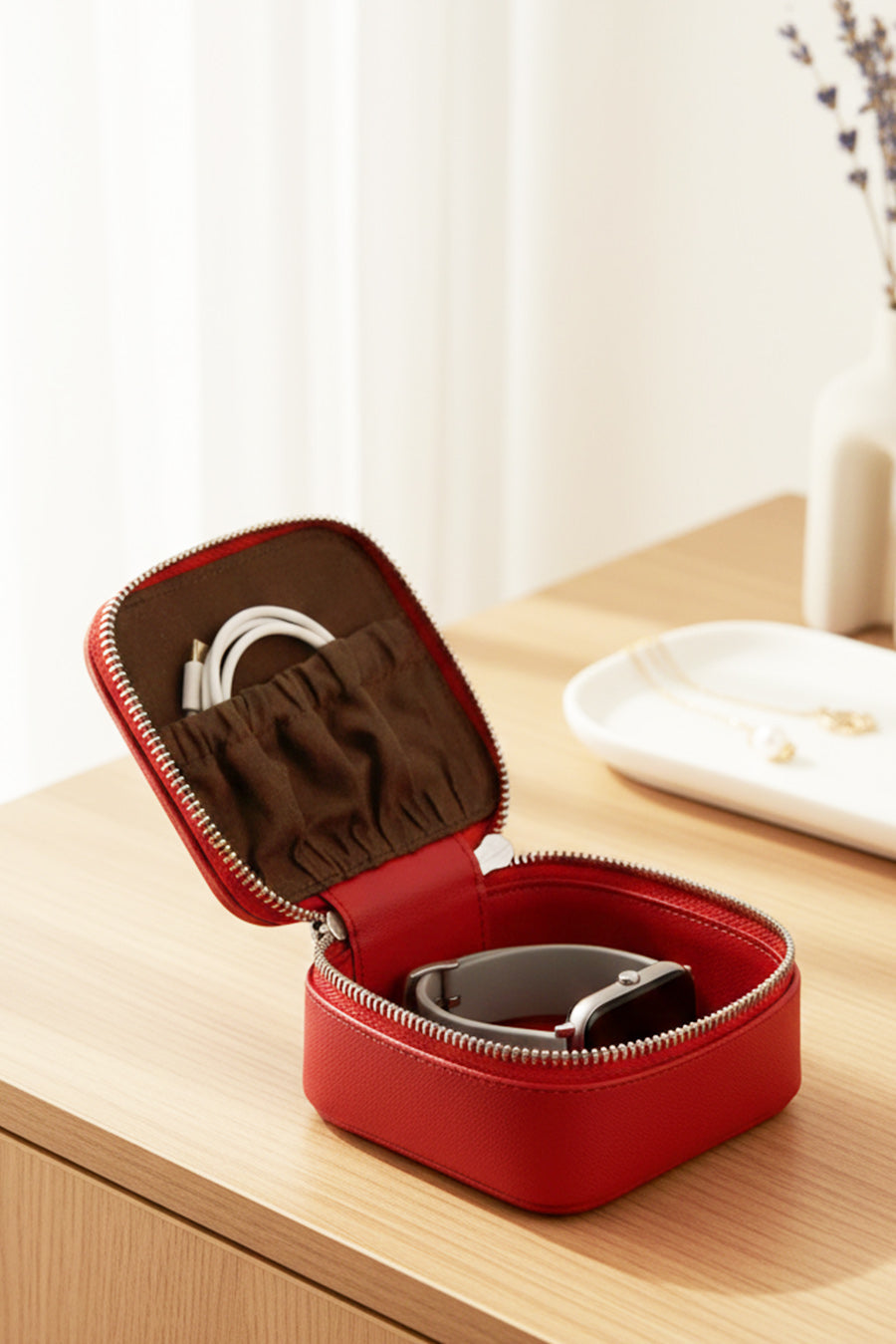 Vegan Leather Jewellery Case Square
