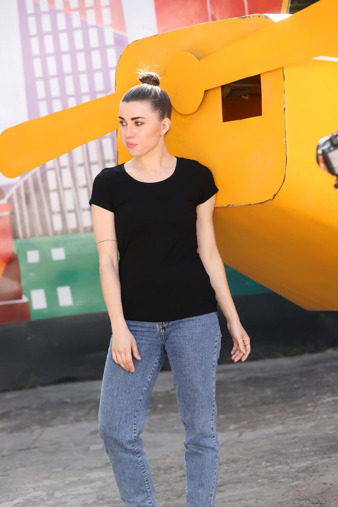Women’s Bamboo Fabric Slim Fit H/S T-Shirt | Soft & Breathable | Black