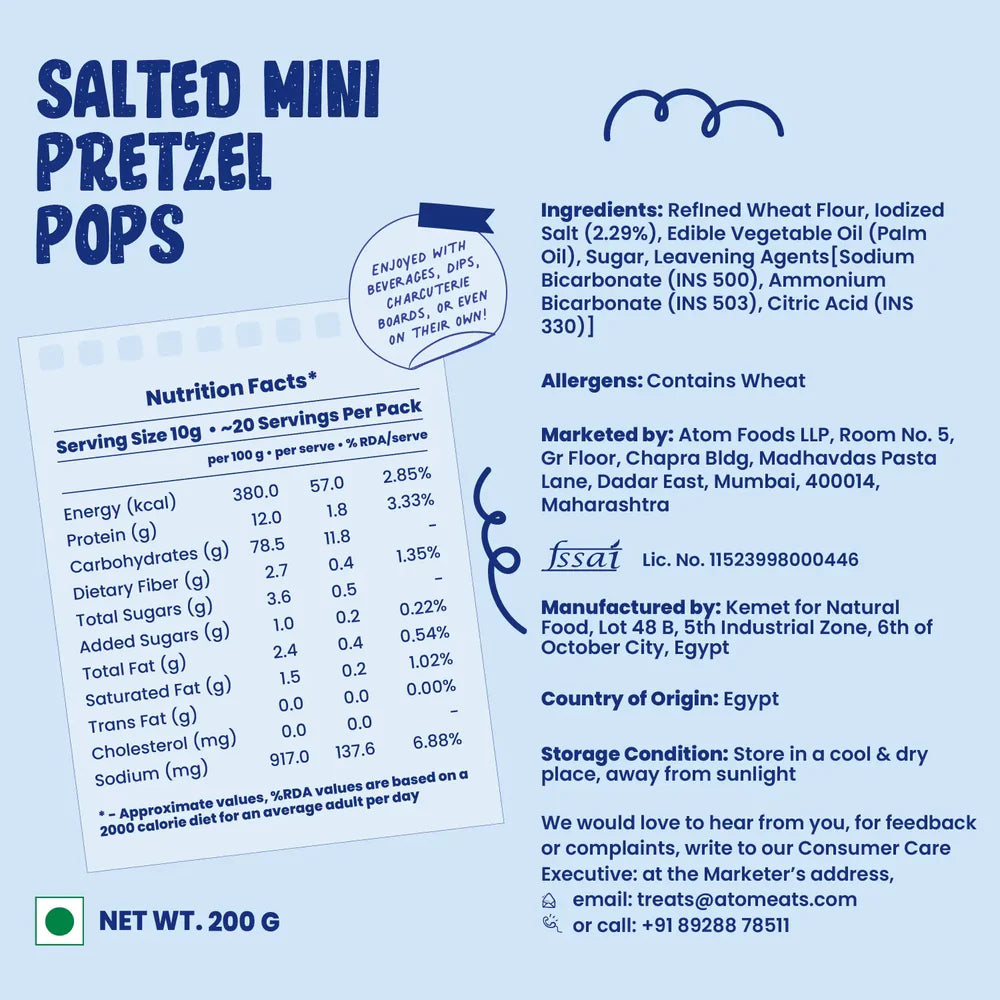 Atom Eats Salted Mini Pretzel Knots Party Pack | 200g Pack by Atom Eats
